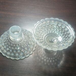Clear Glass Hobnail Set Of Two Candlestick